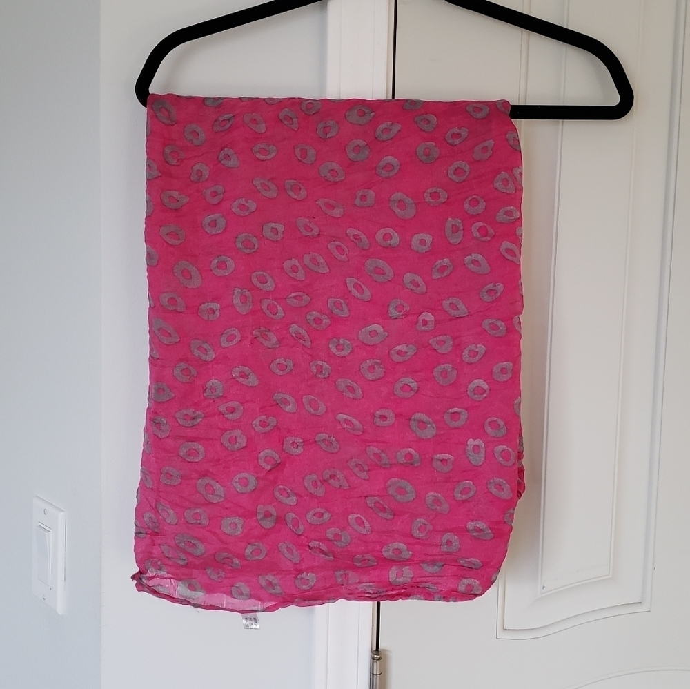 Magenta Patterned Lightweight Spring Summer Tube Infinity Scarf